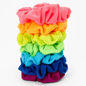 Neon Solid Jersey Hair Scrunchies - 7 Pack,