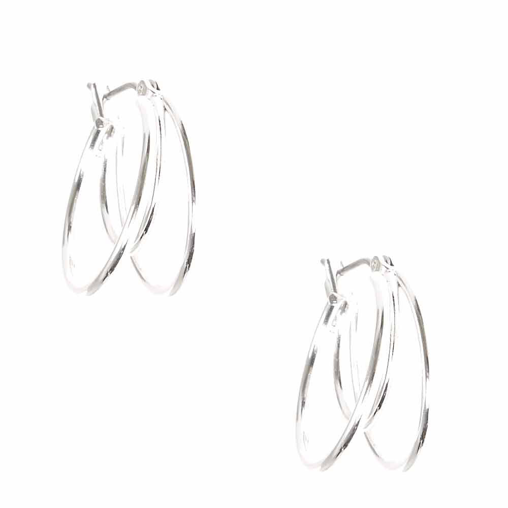 Silver 20MM Triple Hoop Earrings Claire s