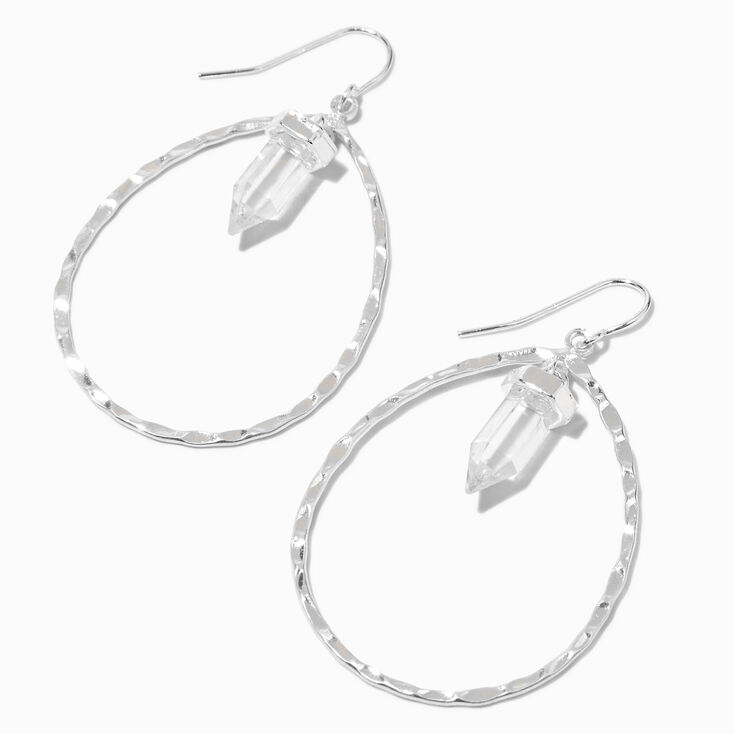 Silver 1.5&quot; Double Teardrop Drop Earrings,