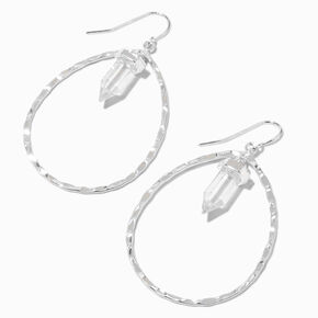 Silver-tone 1.5&quot; Double Teardrop Drop Earrings,