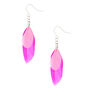 2&quot; Feather Drop Earrings - Pink,
