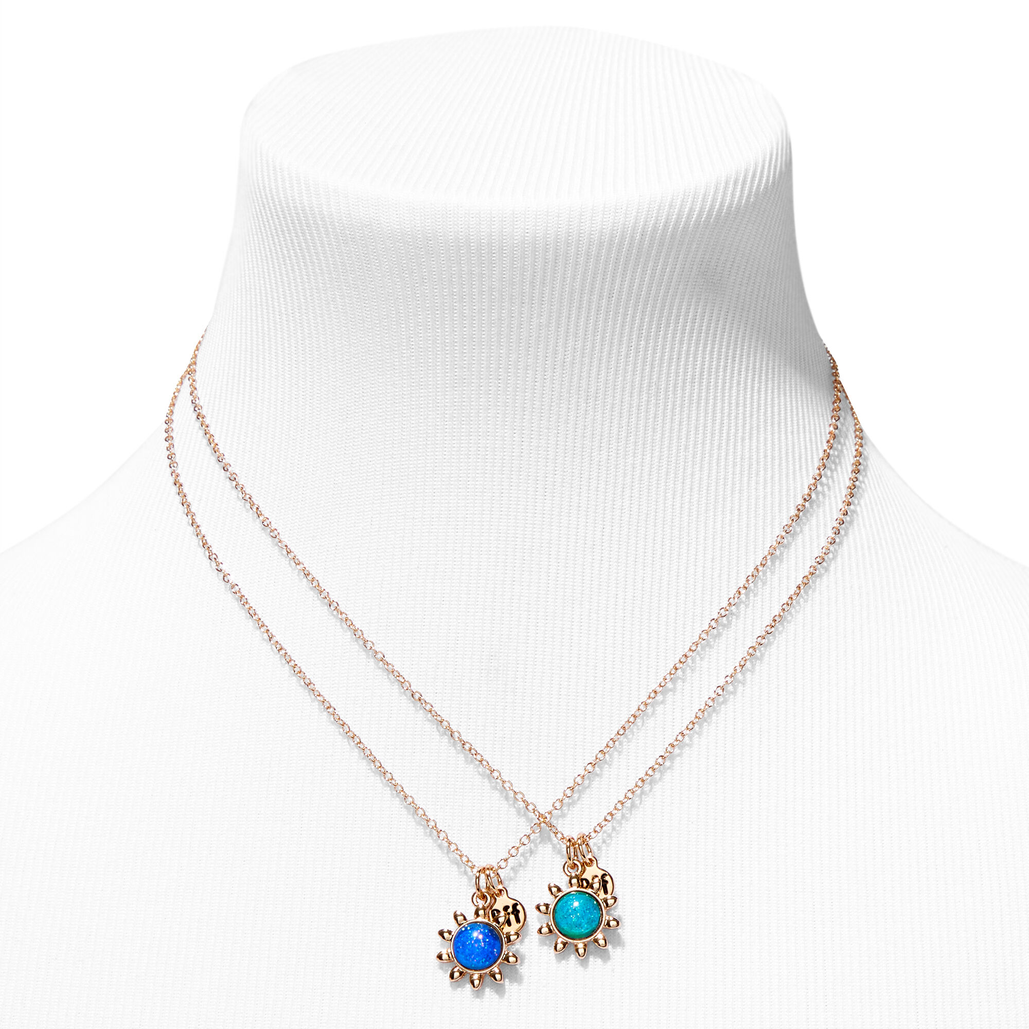 Best Friends Blue Sun Mood Pendant Necklaces (2 Pack),