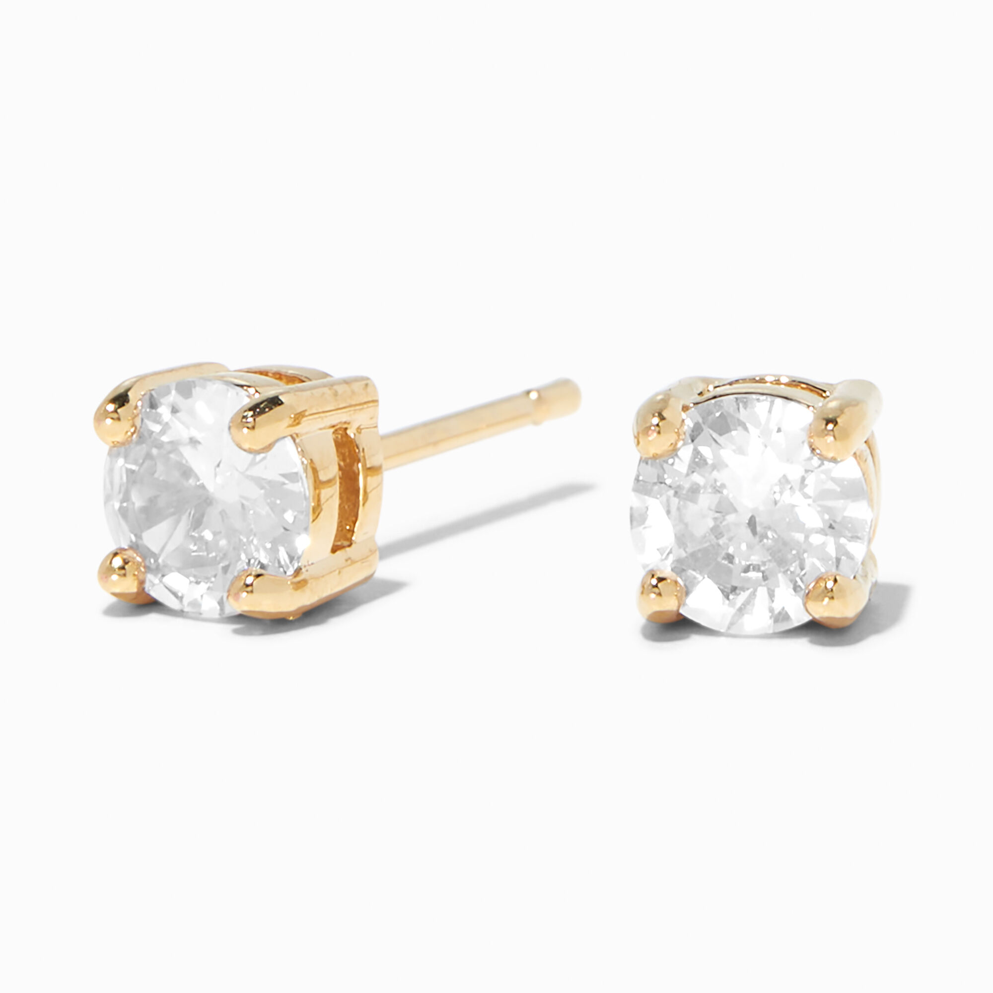 View Claires 18K Plated Cubic Zirconia 5MM Round Stud Earrings Gold information