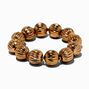 Gold-tone Ribbed Ball Beaded Stretch Bracelet,