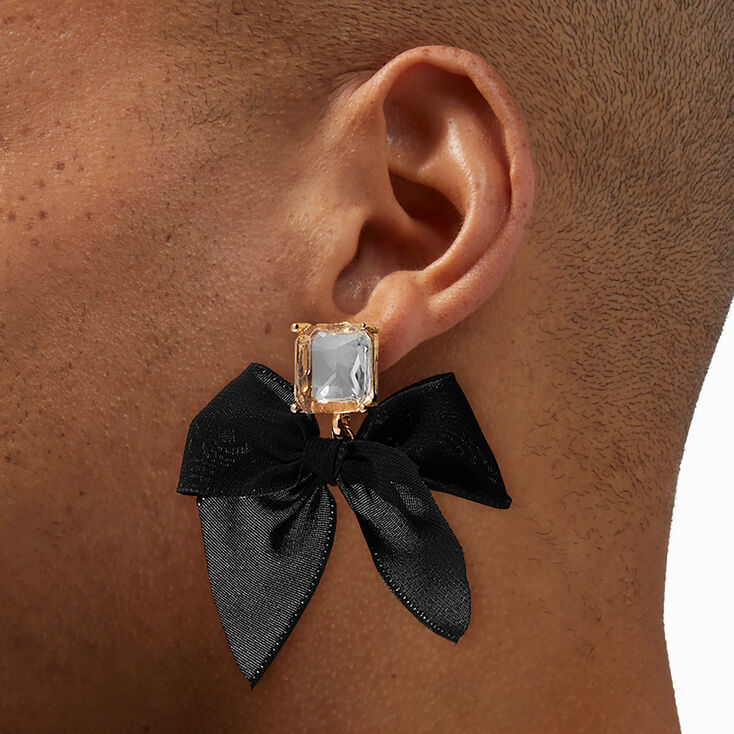 Gold-tone Bling Bow Drop Earrings ,