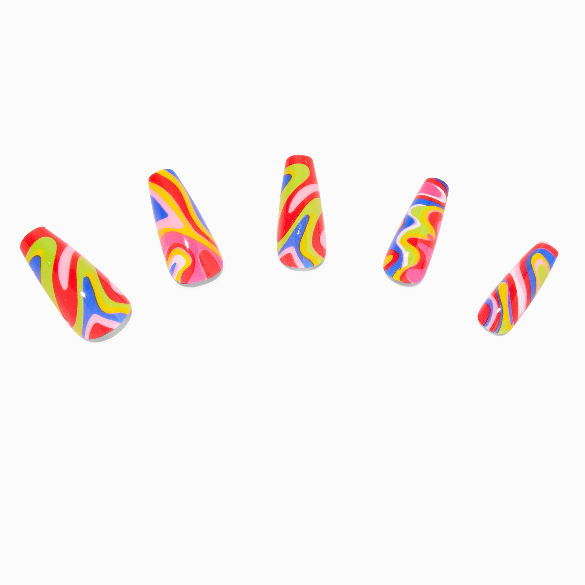 Retro Hot Swirl Squareletto Vegan Faux Nail Set - 24 Pack,