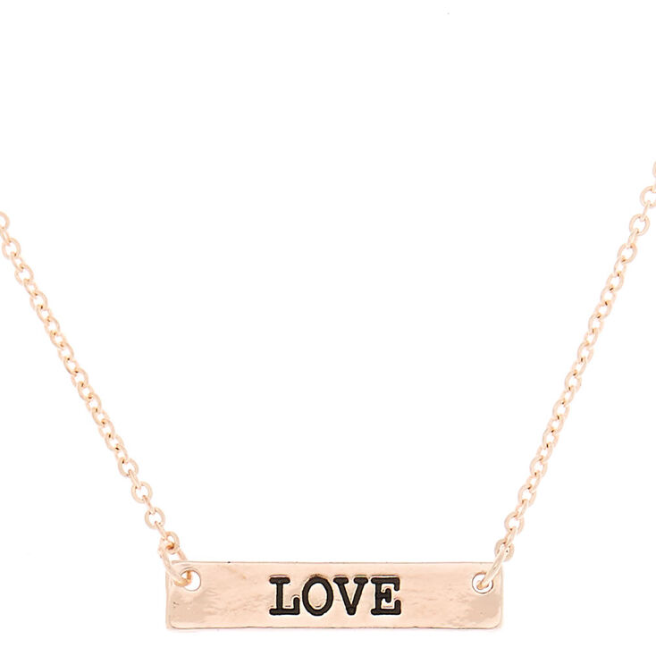 Gold Love Bar Pendant Necklace,