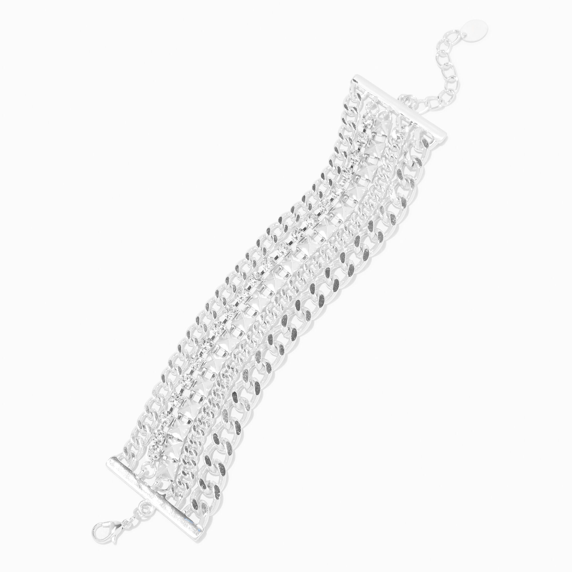 View Claires Tone Mixed Chain MultiStrand Bracelet Silver information