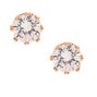 Rose Gold Cubic Zirconia Round Crown Stud Earrings - 8MM,