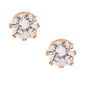 Clous d&rsquo;oreilles couronne ronds avec strass en zircon cubique d&rsquo;imitation couleur dor&eacute; rose - 8&nbsp;mm,