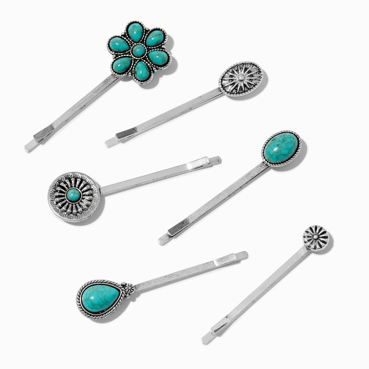 &Eacute;pingles plates western en turquoise d&#39;imitation cowgirl - Lot de 6,