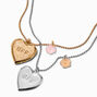 Best Friends Mixed Metal BFF Heart Locket Pendant Necklaces - 2 Pack ,