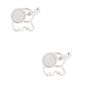 Silver and Crystal Elephant Stud Earrings - White,