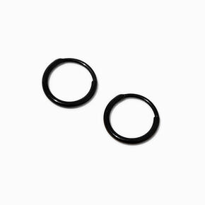 C LUXE by Claire&#39;s Black Titanium 8mm Clicker Hoop Earrings,
