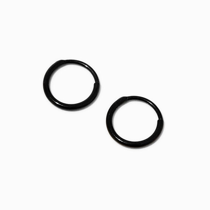 C LUXE by Claire's Black-tone Titanium 8MM Clicker Hoop Earrings