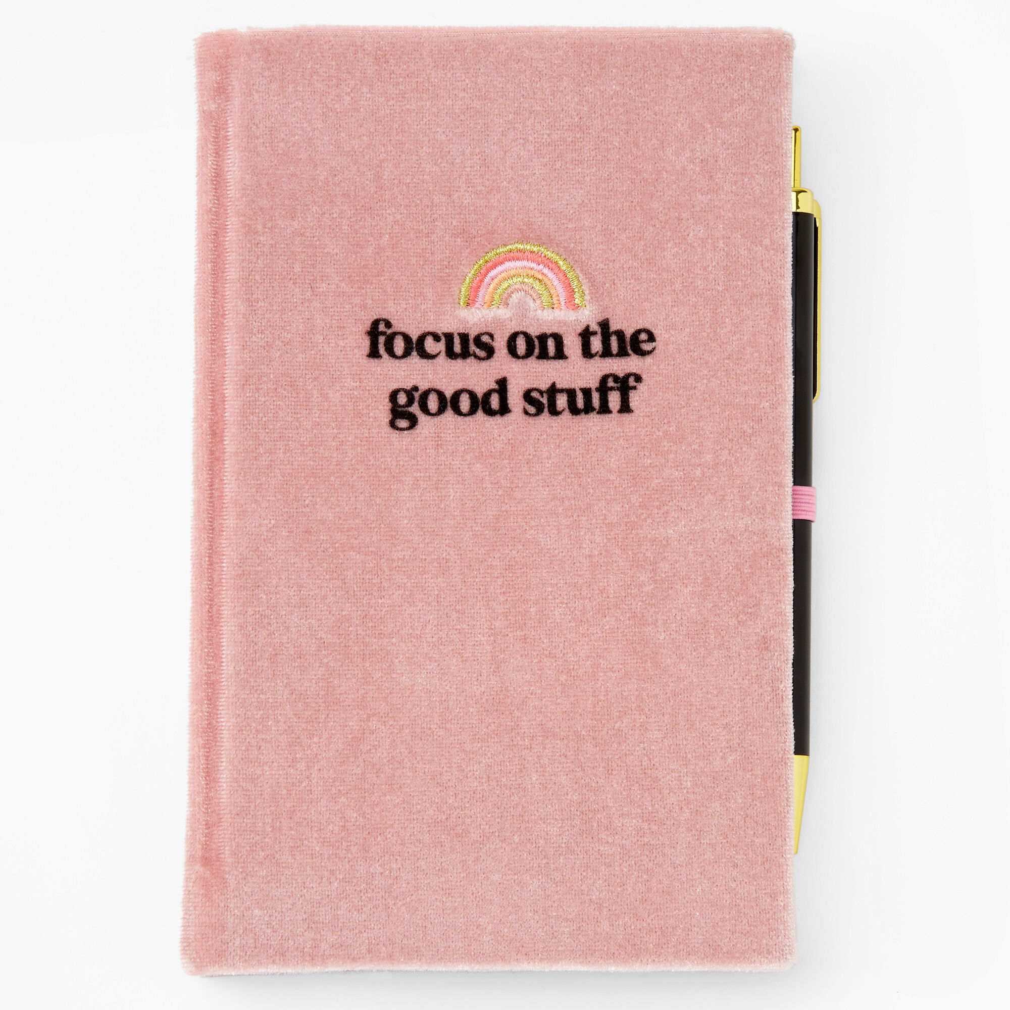 Claire's Journal intime en imitation velours « Focus On The Good Stuff » - Rose