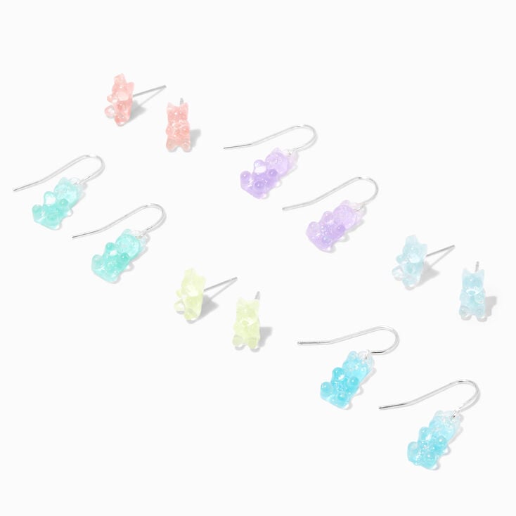 Holographic Gummy Bear Earrings Set - 6 Pack,