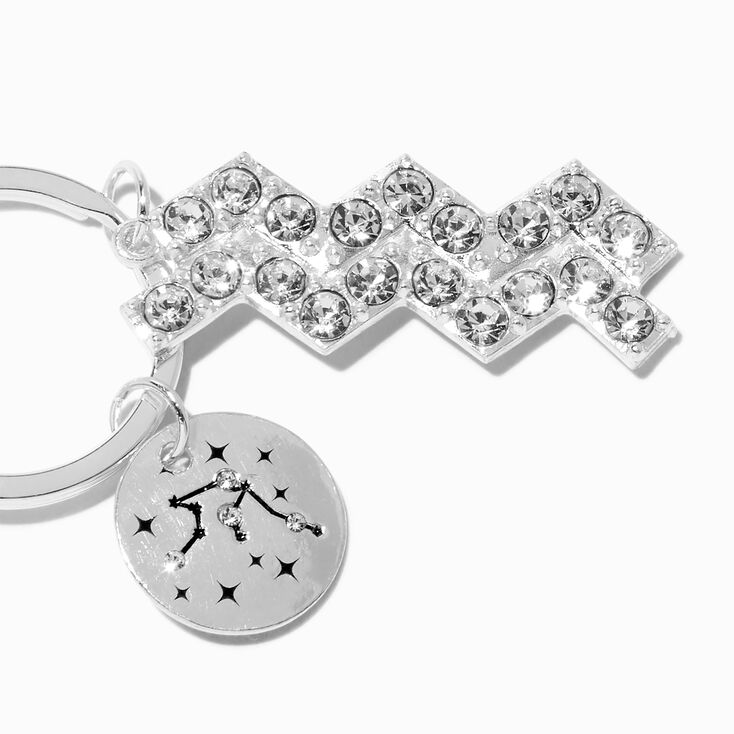 Aquarius Mystical Gem Silver Zodiac Keychain,