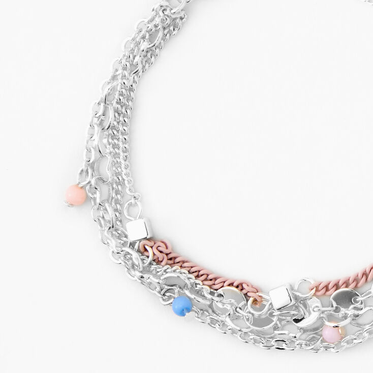 Silver Mixed Multi-Strand Bracelet,