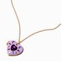 UV Color-Changing Purple Mosaic Heart Locket Pendant Necklace,