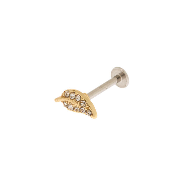 Gold 16G Leaf Tragus Stud Earring,