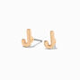 Gold Rounded Initial Stud Earrings - J,