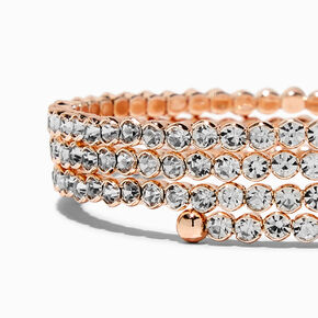 Rose Gold-tone Rhinestone Bevel Coil Bracelet,