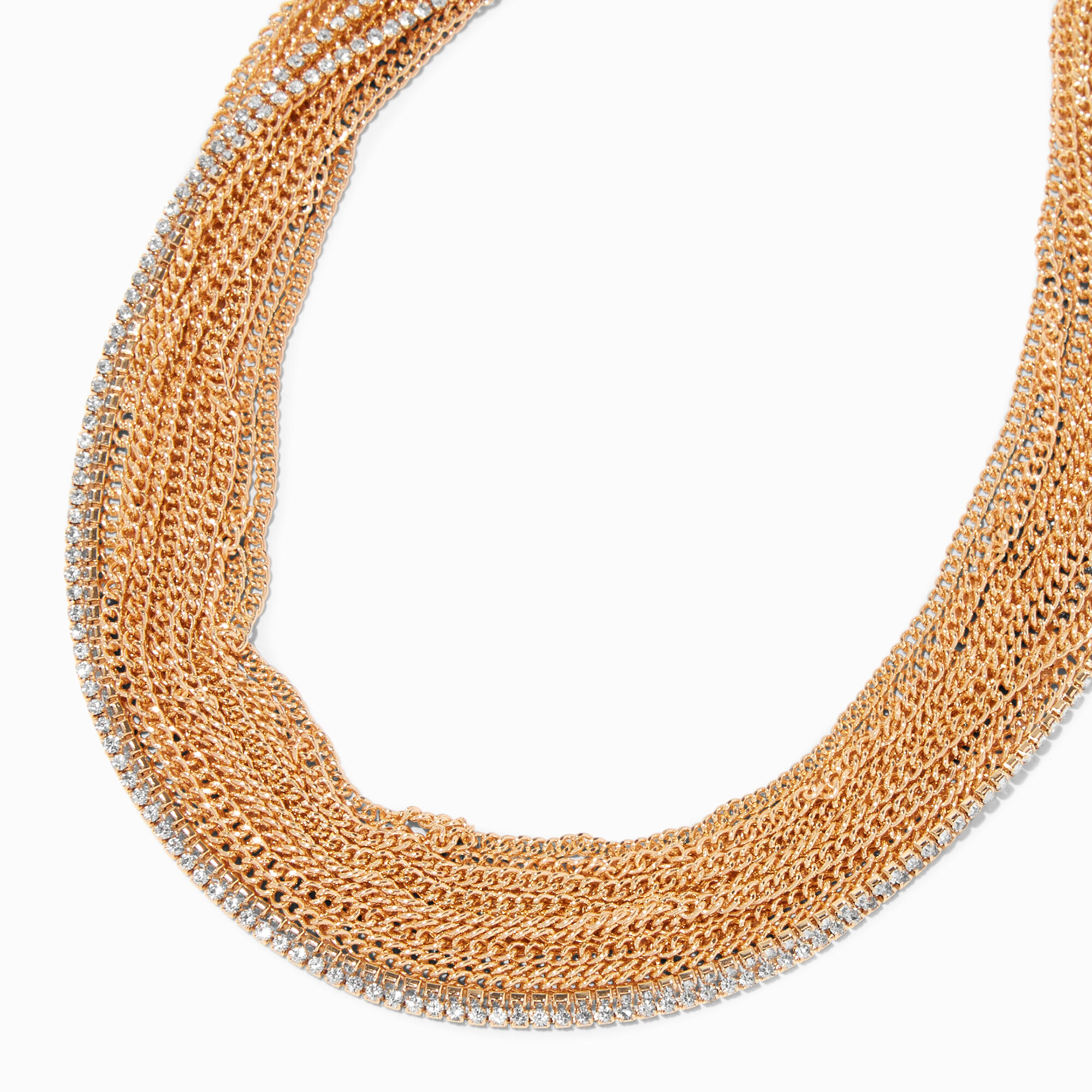 View Claires Tone Mega Layer Chain MultiStrand Necklace Gold information