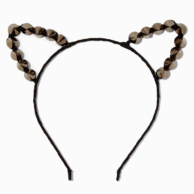 Black Gemstone Cat Ears Headband,