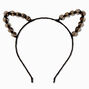Black Gemstone Cat Ears Headband,