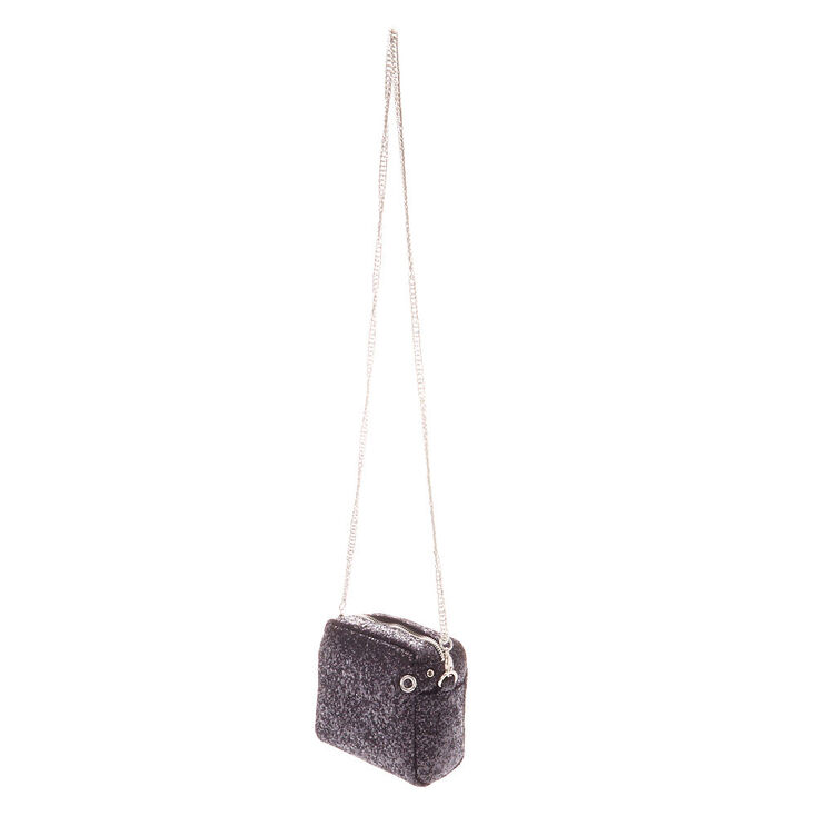 Mini Glitter Crossbody Bag - Black,