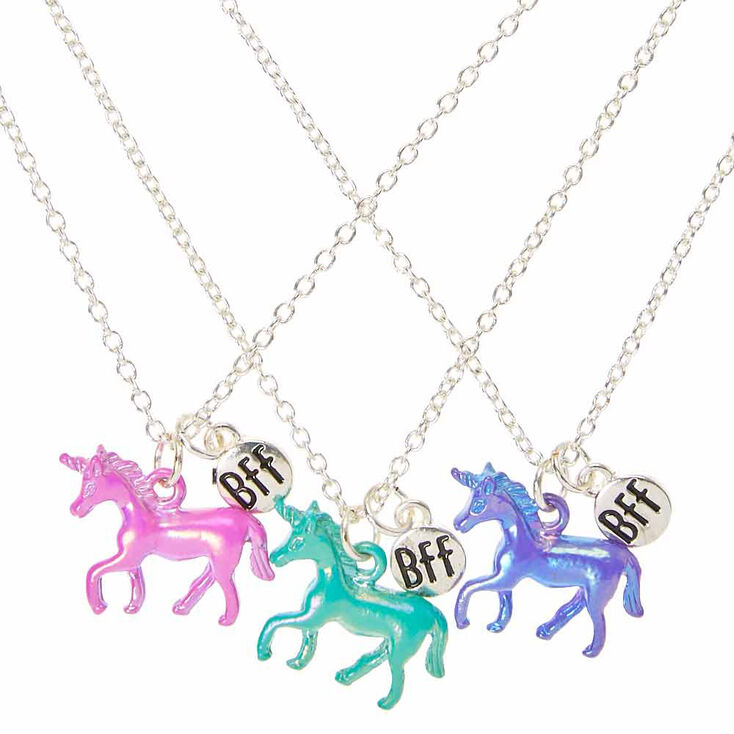Best Friends Pearlized Unicorn Pendant Necklaces 3 Pack Claire S