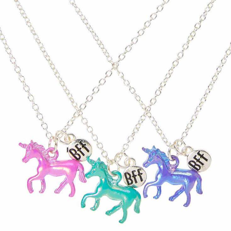 Best Friends Pearlized Unicorn Pendant Necklaces - 3 Pack,