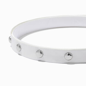 Studded White Faux Leather Headband,