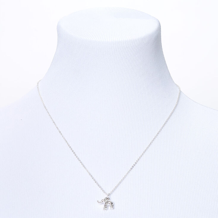 Silver 3D Elephant Pendant Necklace,
