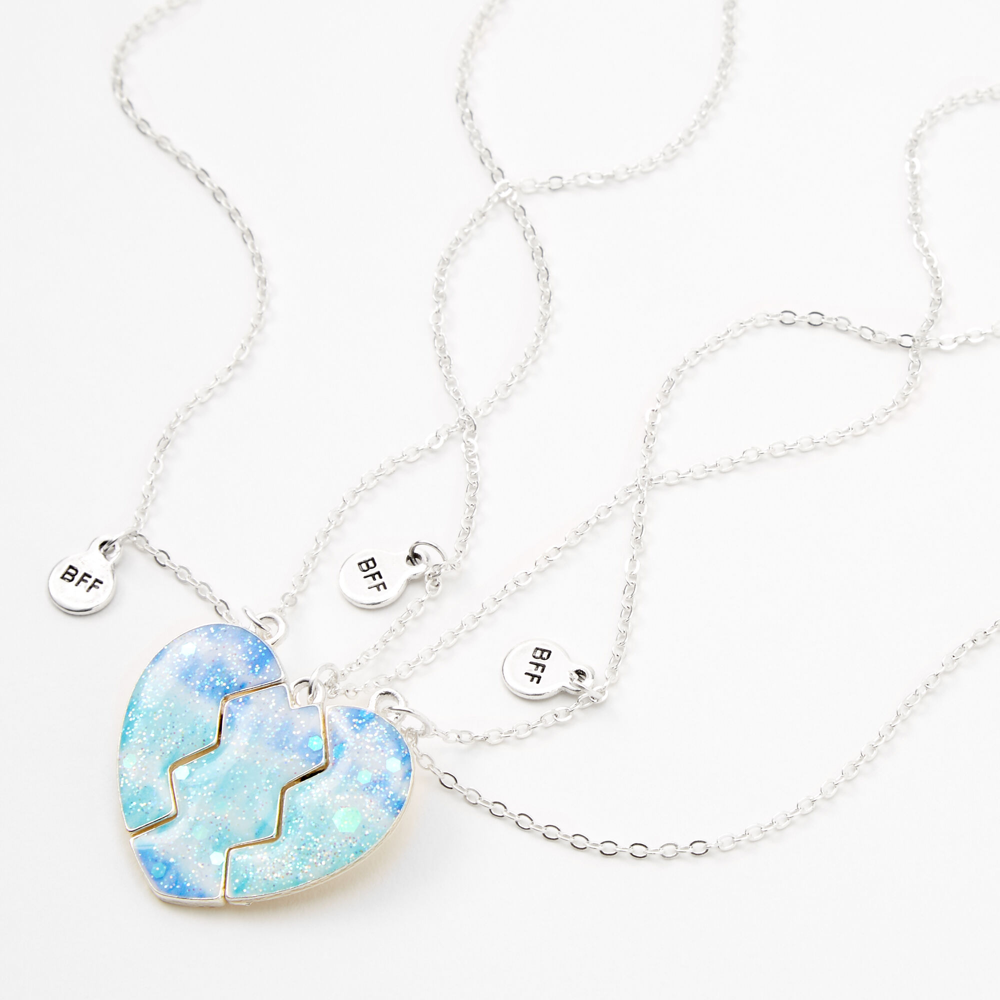 Best Friends Necklaces 3 piece share Pendants and Chains BFF besties friend  set | eBay