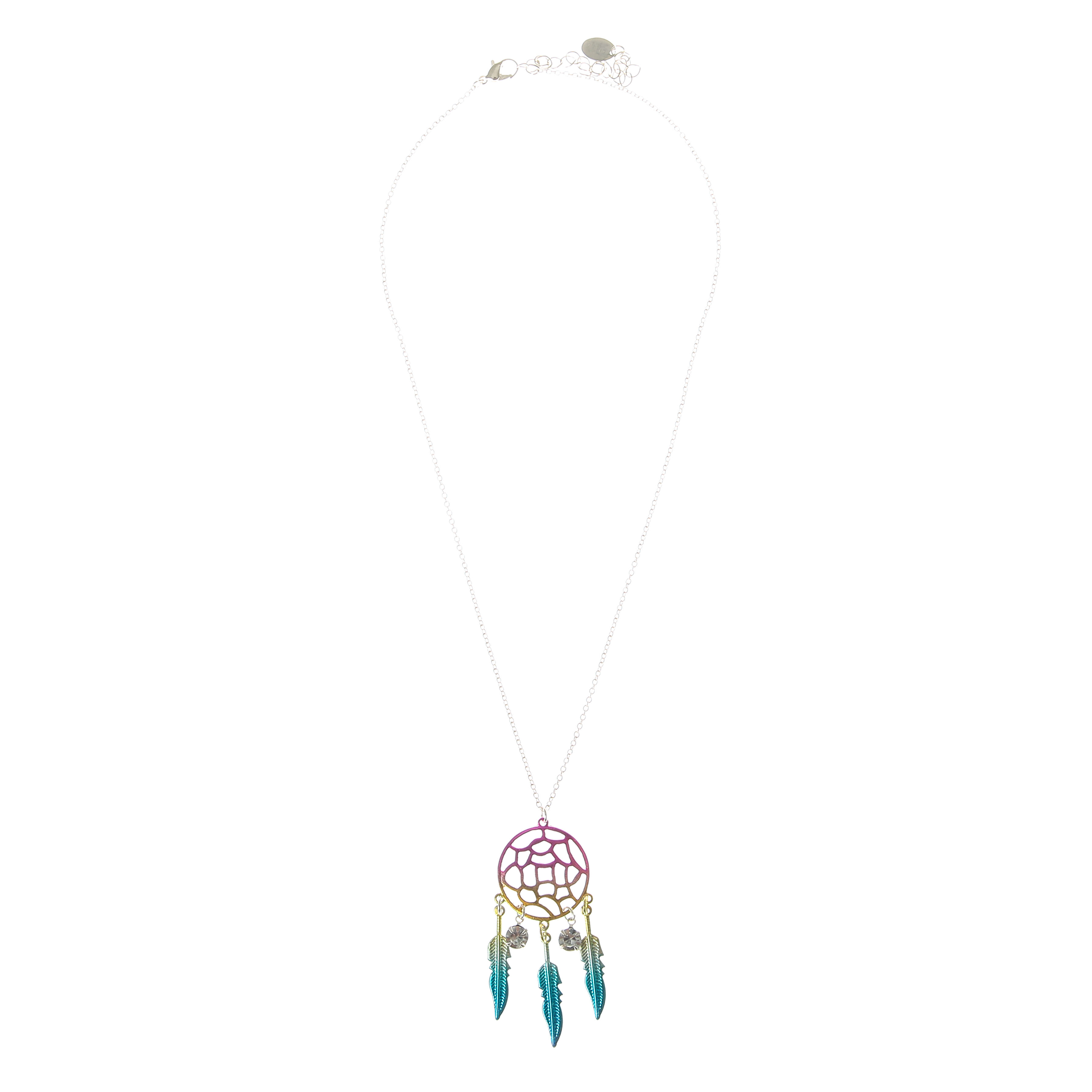 Rainbow Dreamcatcher Pendant Necklace,