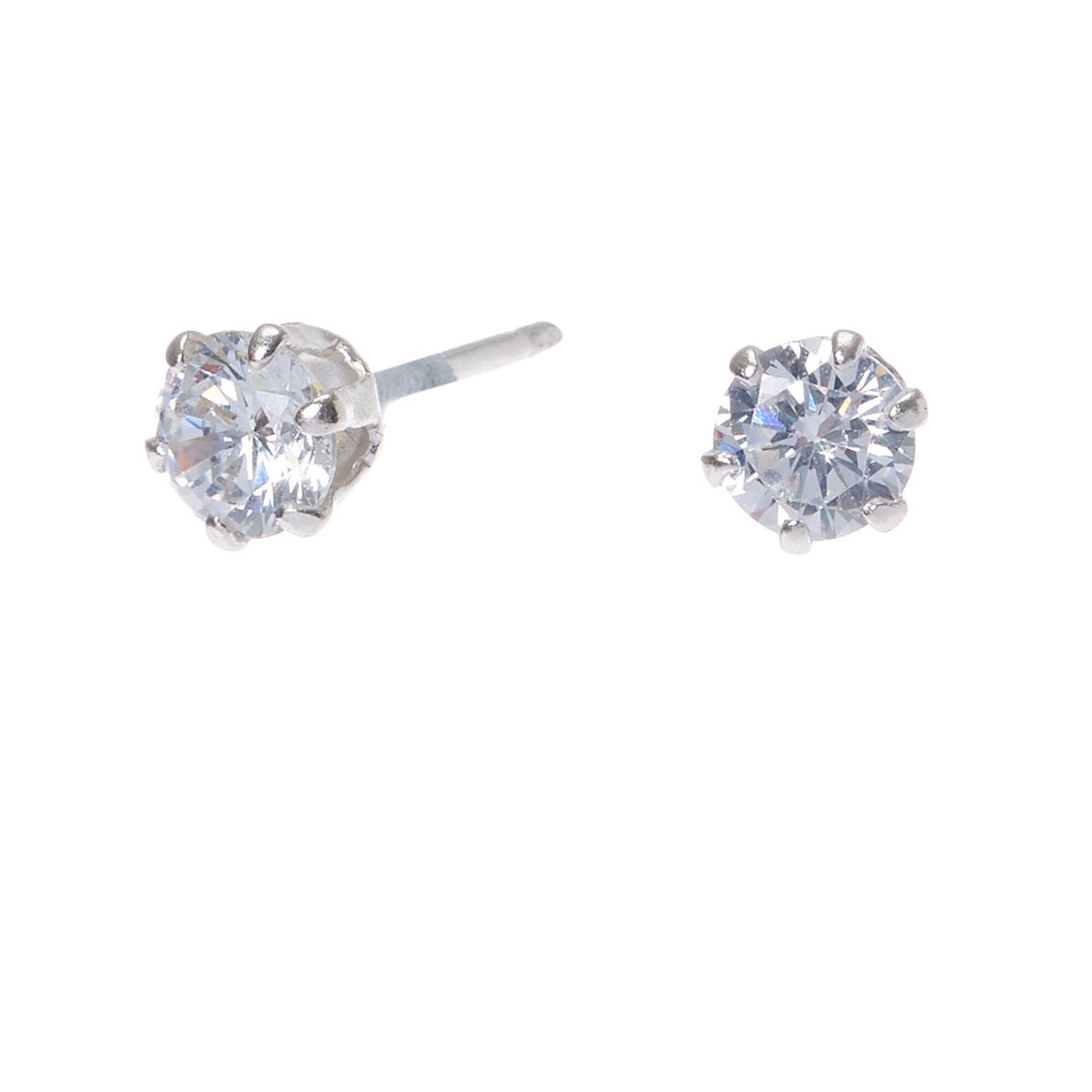 Silver cubic zirconia round stud outlet earrings