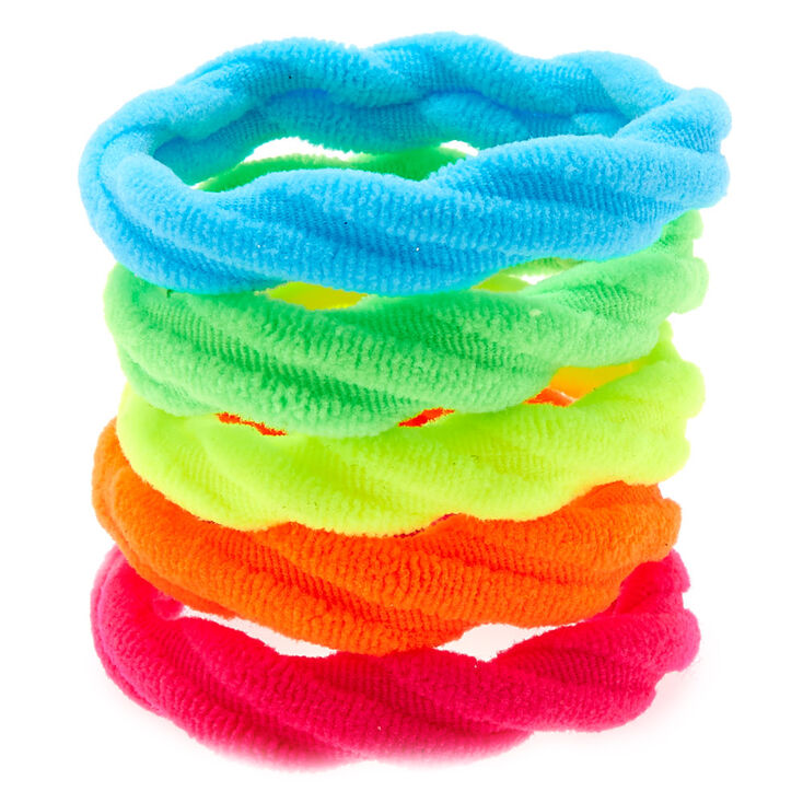 Large Neon Rainbow Twisted Hair Ties- 5 Pack,