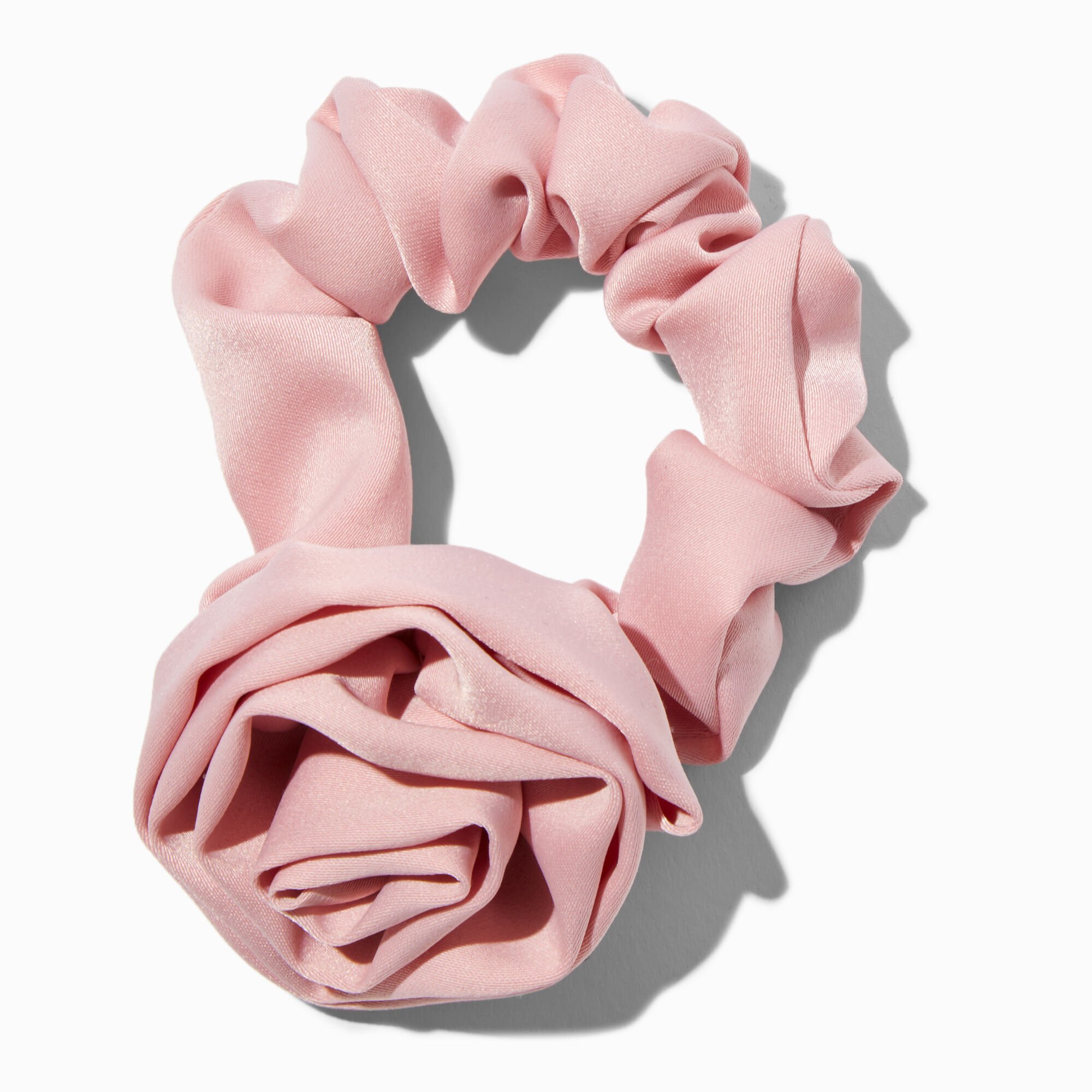 View Claires Blush Silky Rose Hair Scrunchie Bracelet Pink information