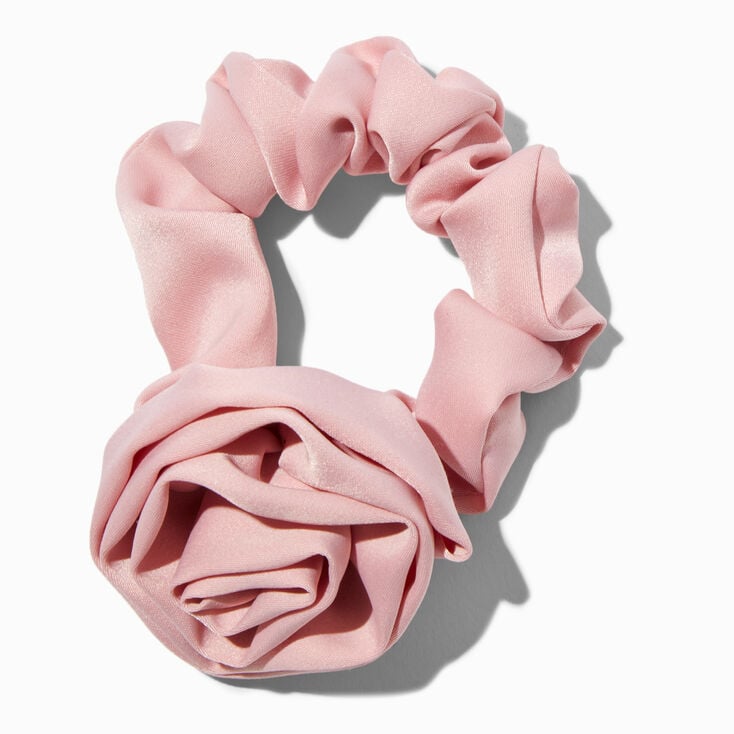 Blush Pink Silky Rose Hair Scrunchie