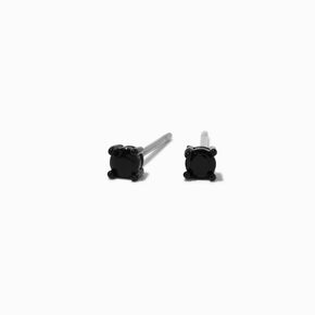 Black Cubic Zirconia 3mm Round Stud Earrings,