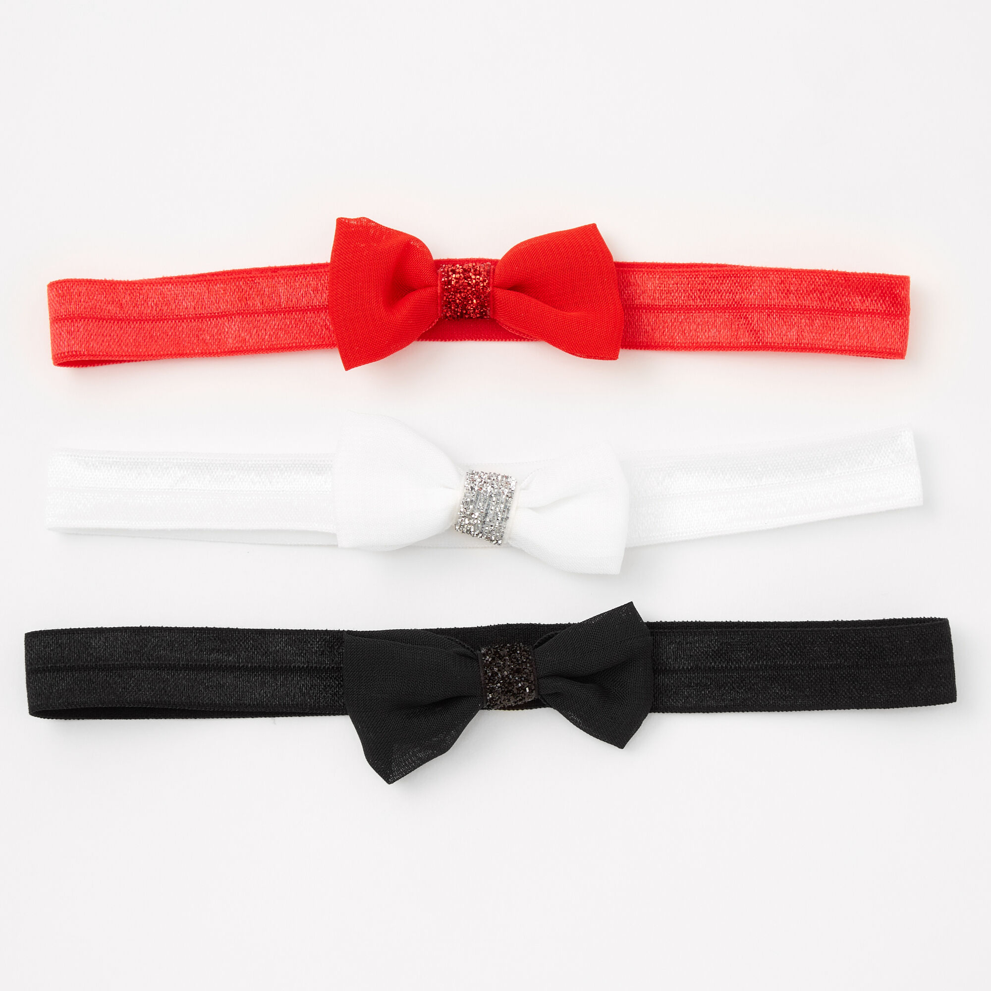 Claire's Club Glitter Bow Headwraps - 3 Pack,