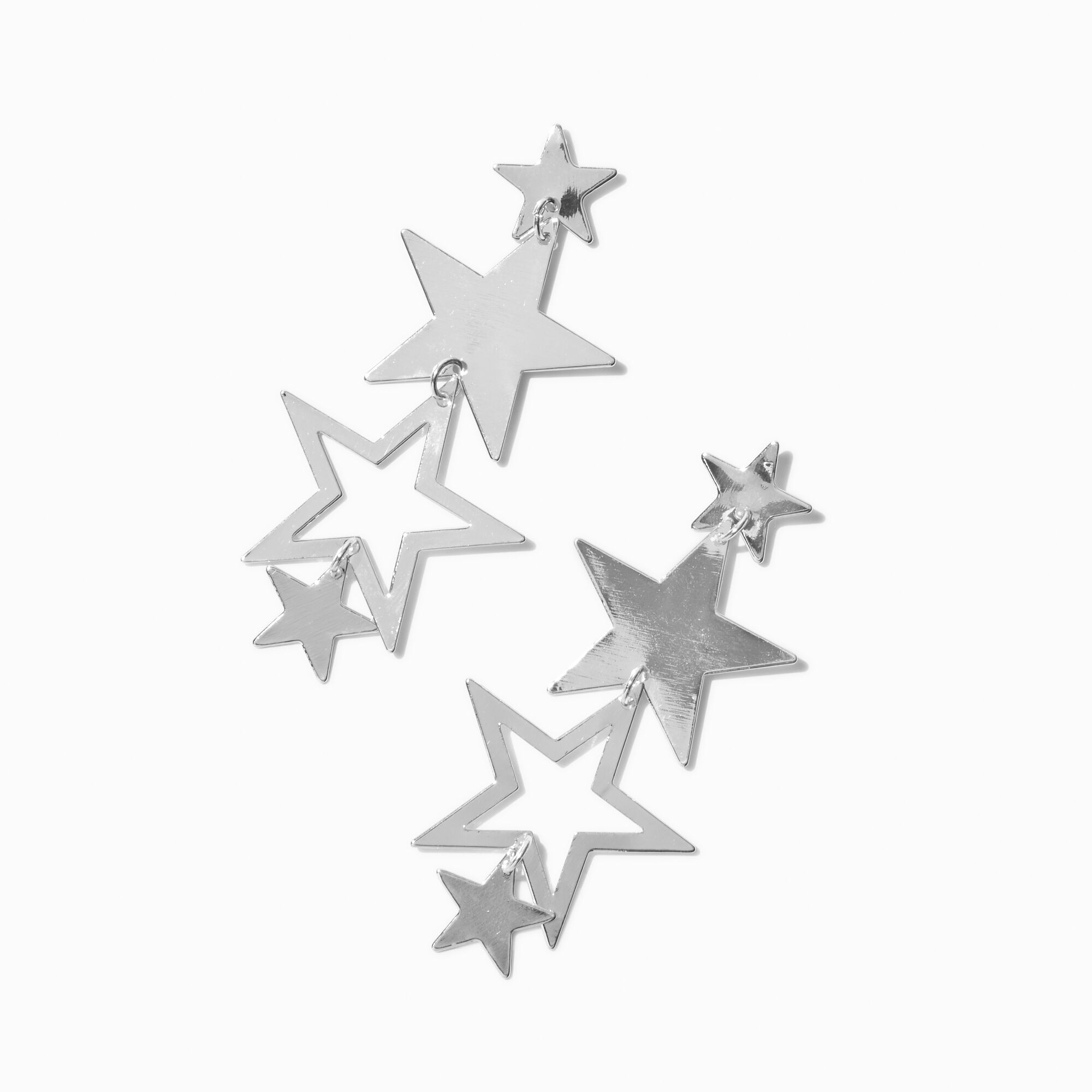 Silver-tone Star Linear Drop Earrings,