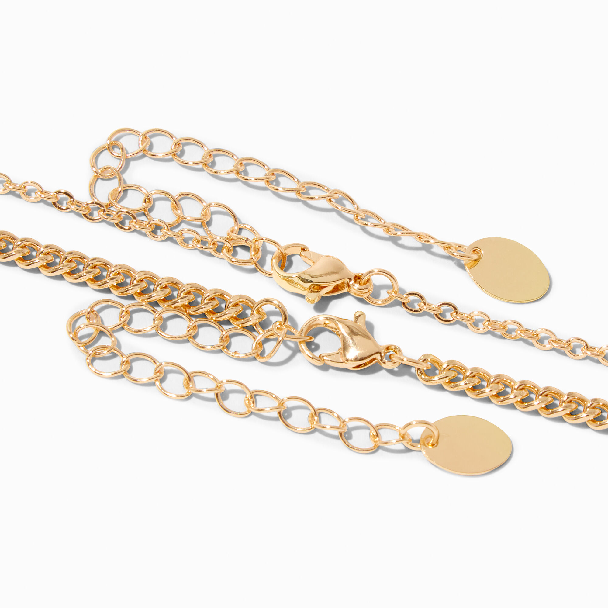 Gold Cuban Chain Link & Pineapple Pendant Necklace Set (2 Pack),