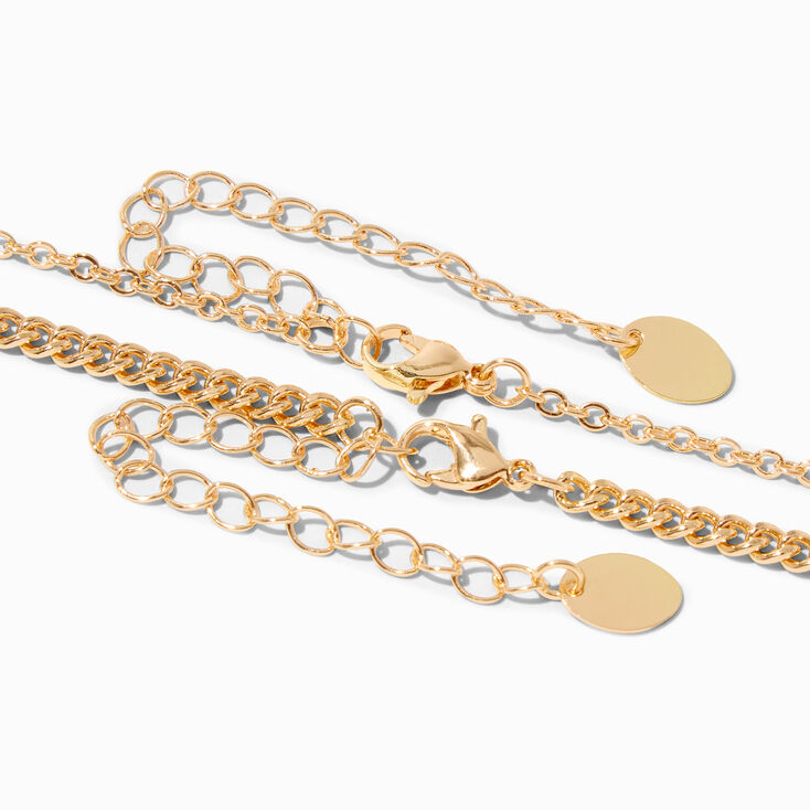 Gold Cuban Chain Link &amp; Pineapple Pendant Necklace Set &#40;2 Pack&#41;,