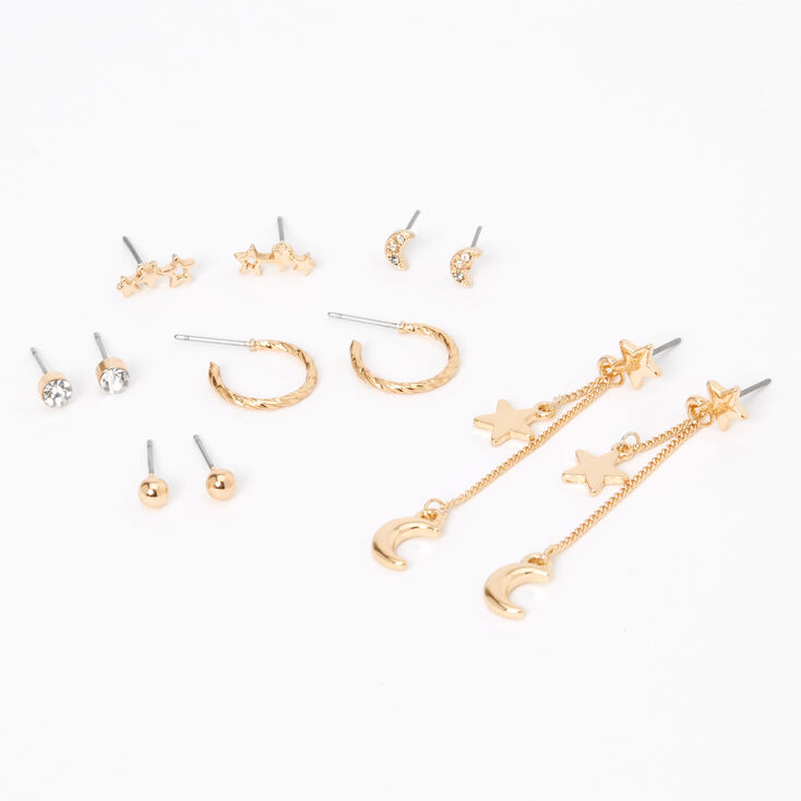 Gold Celestial Vibes Mixed Earrings - 6 Pack,