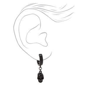 Black 15MM Skull Huggie Hoop Earrings,