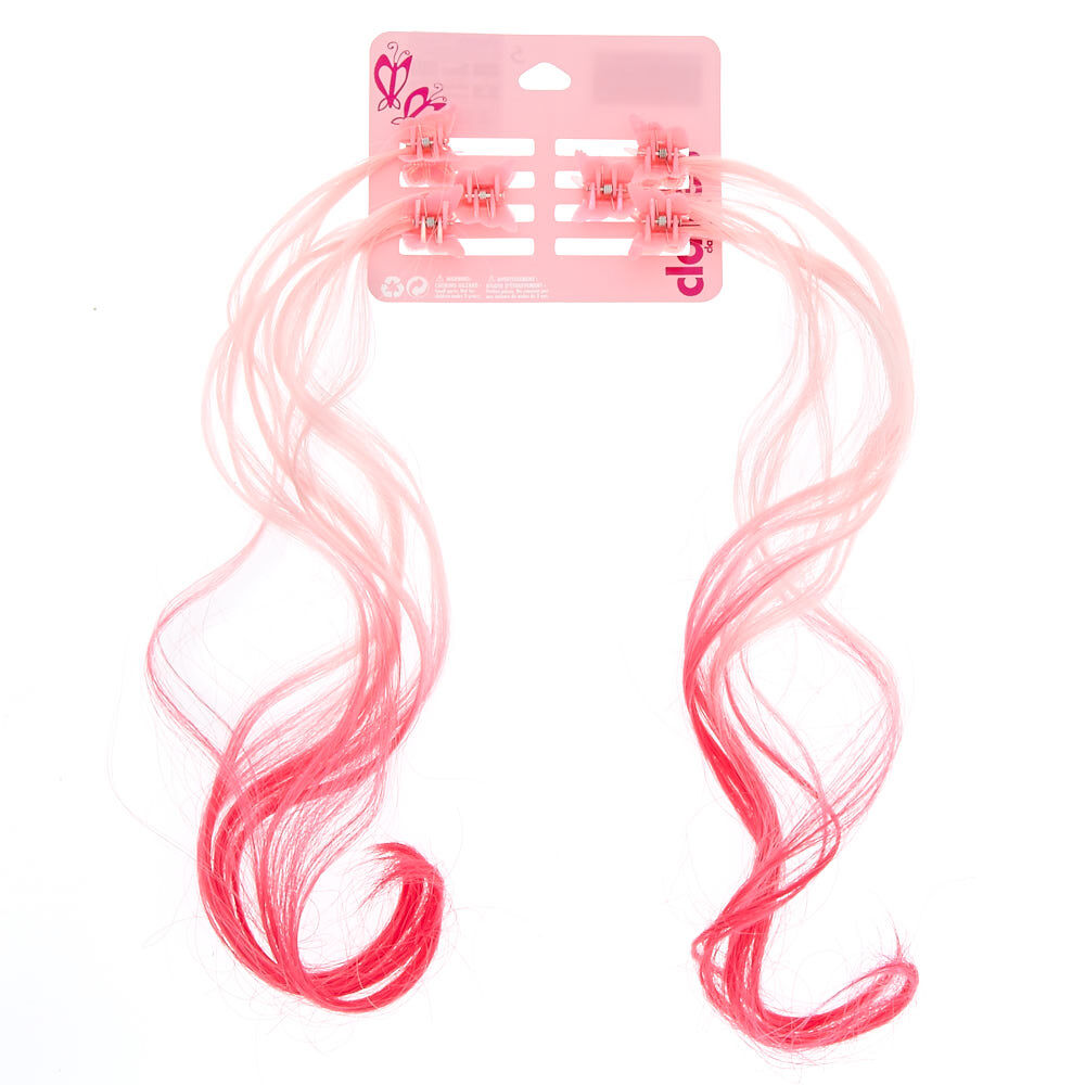 Claire's Club Ombre Butterfly Hair Clips- 6 Pack, Pink,