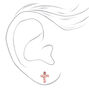 Clous d&rsquo;oreilles &agrave; clip croix en strass - Rose,